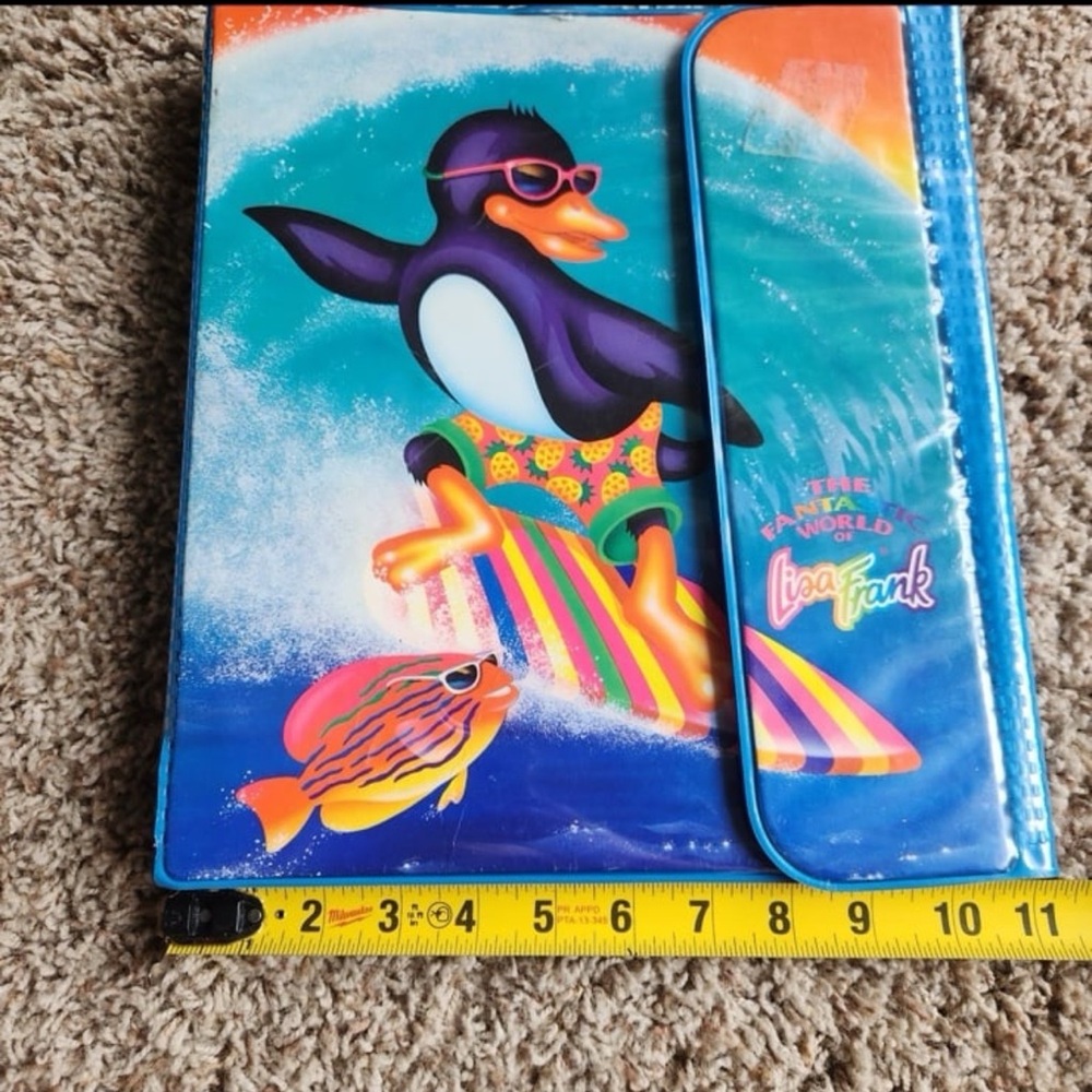 Lisa Frank Binder Vintage 1989 Penguin Surfing Beach Stuart Hall Trapper Keeper - Picture 2 of 12
